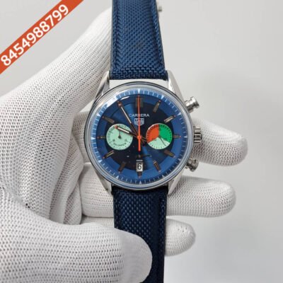 TAG Heuer Carrera Skipper Blue Dial Blue Leather Strap Swiss Watch