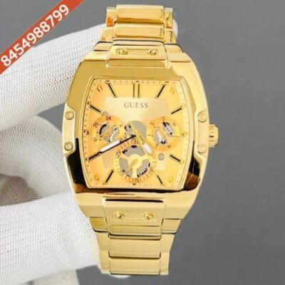 Guess Phoenix Steel Gold Dial Chronograph Movement Swiss Watch