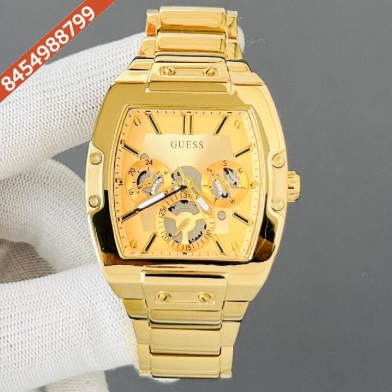 Guess Phoenix Steel Gold Dial Chronograph Movement Swiss Watch