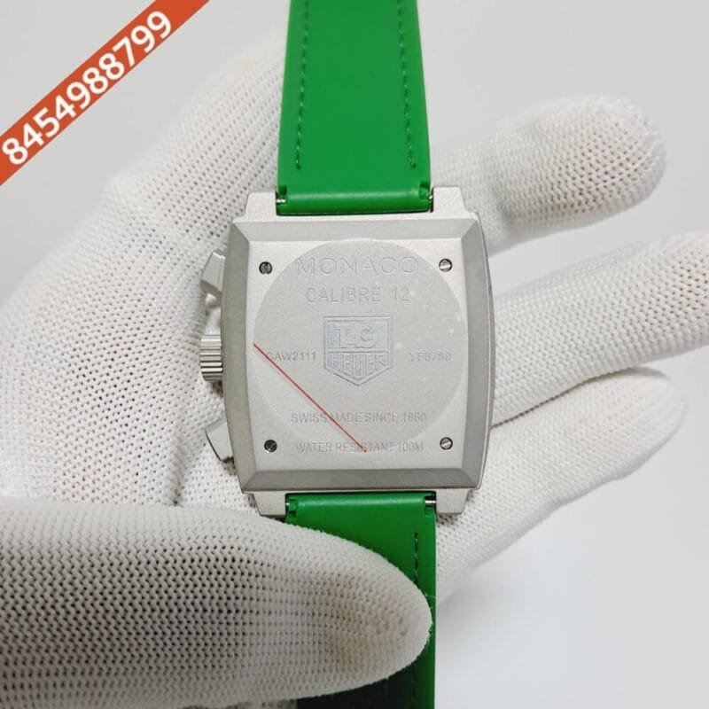 Tag Heuer Monaco Chronograph X Green Edition Skeleton Dial Green leather Strap Swiss Watch - Image 4