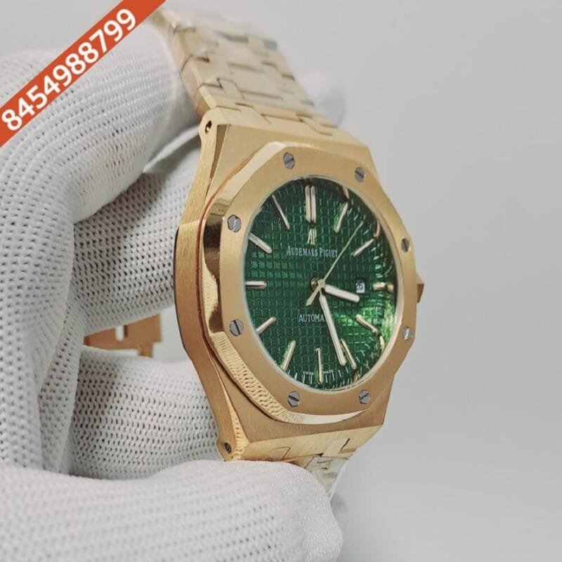 Audemars Piguet Royal Oak Gold Green Dial Swiss Automatic Watch - Image 2