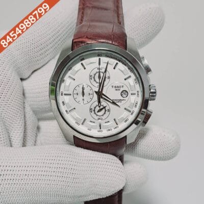 Tissot Coutrier 1853 Date Only Chronograph White Dial Leather Strap Swiss watch