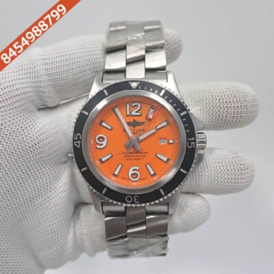 Breitling Superocean Orange Dial Stainless Steel Swiss Automatic Watch