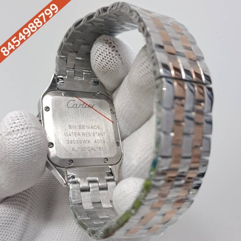 Cartier Santos Rose Gold Dual Tone White Dial Swiss Watch - Image 4