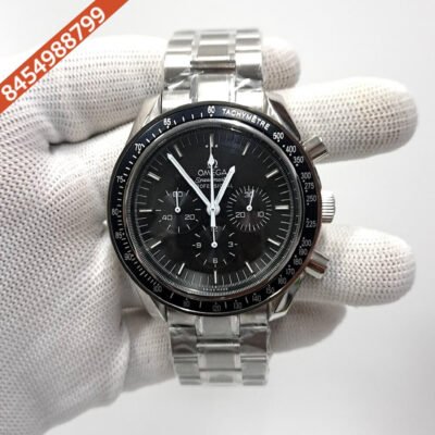 Omega Speedmaster Steel Black Dial Stainless Steel Strap Swiss Watch
