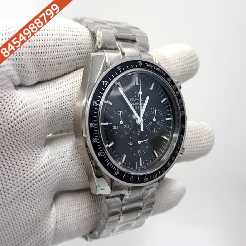Omega Speedmaster Steel Black Dial Stainless Steel Strap Swiss Watch - Image 2