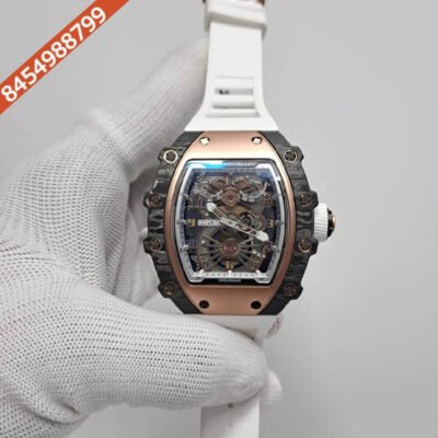 Richard Mille RM21-02 Tourbillion Aerodyne Skeleton Dial White Rubber Strap Swiss Automatic Watch