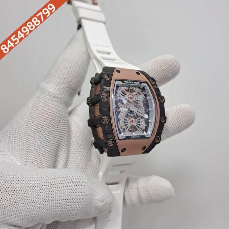 Richard Mille RM21-02 Tourbillion Aerodyne Skeleton Dial White Rubber Strap Swiss Automatic Watch - Image 2