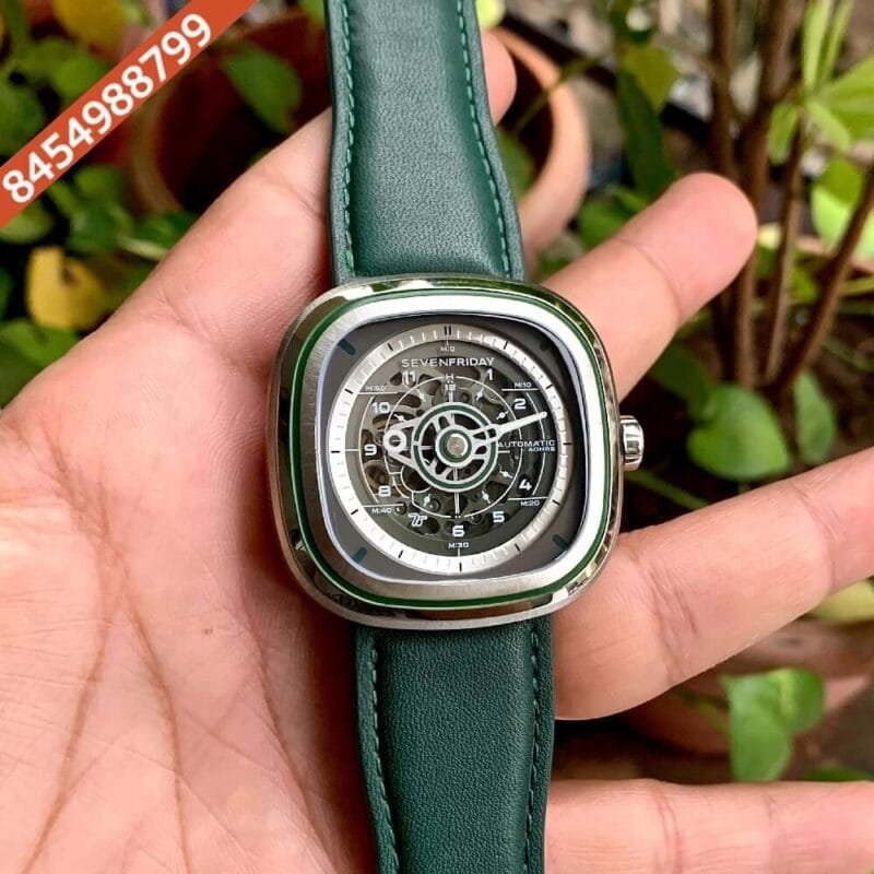 Seven Friday GREEN-T Skeleton Dial Green Rubber Strap Swiss Automatic Watch