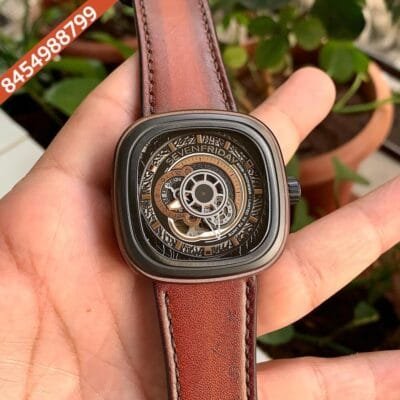 Seven Friday P3/06-X257 Skeleton Dial Brown Leather Strap Swiss Automatic Watch
