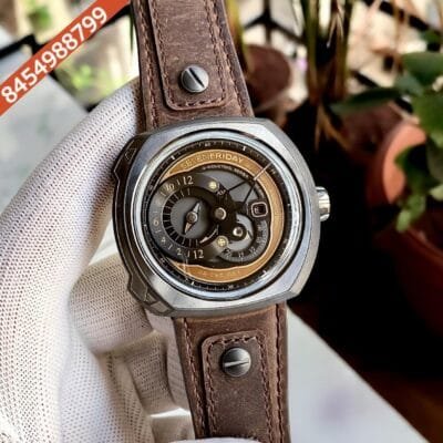 Seven Friday Industrial Series Skeleton Dial Brown Leather Strap Swiss Automatic Watch