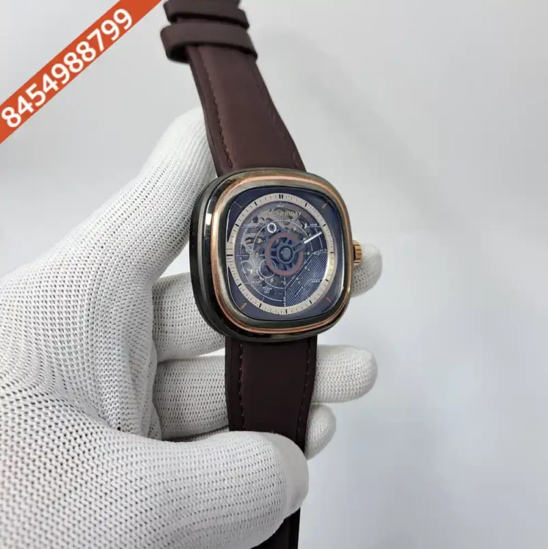 Seven Friday T2-02 Limited Edition Skeleton Dial Brown Leather Strap Swiss Automatic Watch - Image 3