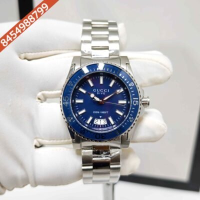 Gucci DIVE Date YA136205 Blue Dial Stainless Steel  Swiss Watch