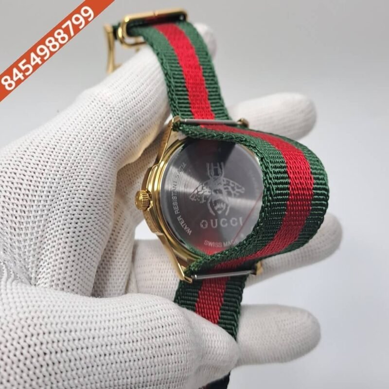 Gucci G-Timeless Bee Edition Multi Colour Dial Nylon Strap Swiss Watch - Image 5