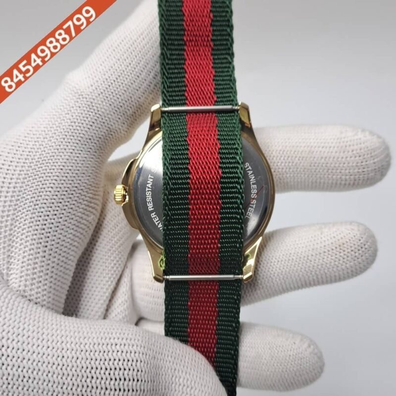 Gucci G-Timeless Bee Edition Multi Colour Dial Nylon Strap Swiss Watch - Image 4