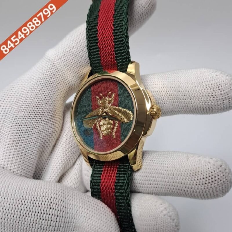 Gucci G-Timeless Bee Edition Multi Colour Dial Nylon Strap Swiss Watch - Image 3