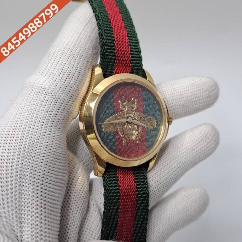 Gucci G-Timeless Bee Edition Multi Colour Dial Nylon Strap Swiss Watch - Image 2