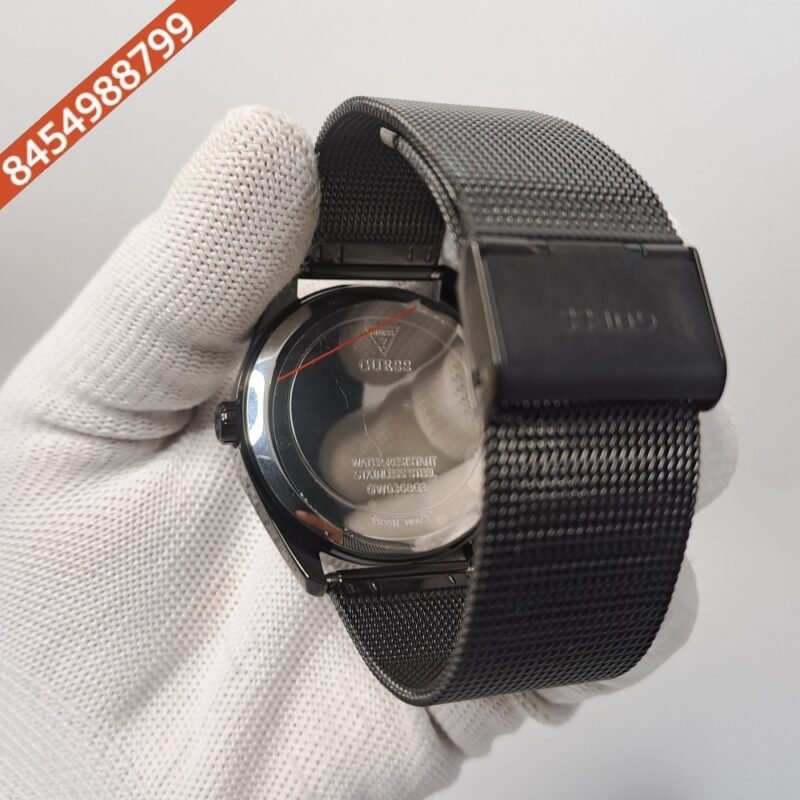 Guess Full Polished Black Skelton Dial Swiss Watch - Image 4