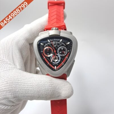 Lamborghini Spyder Chronograph Grey Red Strap Limited Edition Swiss Watch