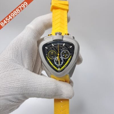 Lamborghini Spyder Chronograph Grey Yellow Strap Limited Edition Swiss Watch