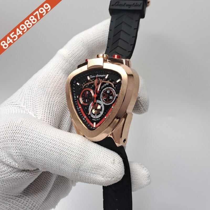 Lamborghini Spyder Chronograph Rose Gold Black Strap Limited Edition Swiss Watch - Image 3