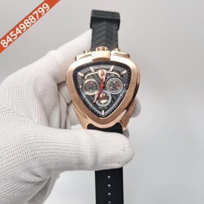 Lamborghini Spyder Chronograph Rose Gold White Marker Grey Strap Limited Edition Swiss Watch