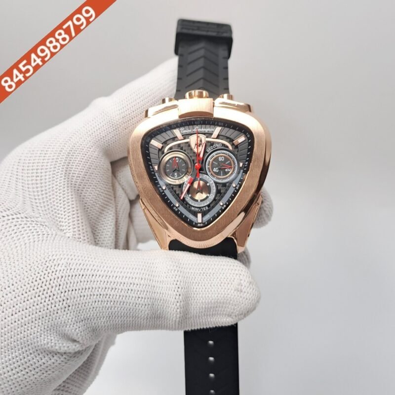 Lamborghini Spyder Chronograph Rose Gold White Marker Grey Strap Limited Edition Swiss Watch