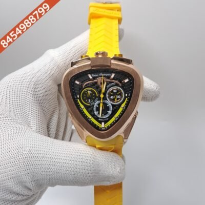 Lamborghini Spyder Chronograph Rose Gold Yellow Strap Limited Edition Swiss Watch