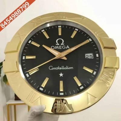 Omega Constallation Black Dial Gold Bezel Wall Clock
