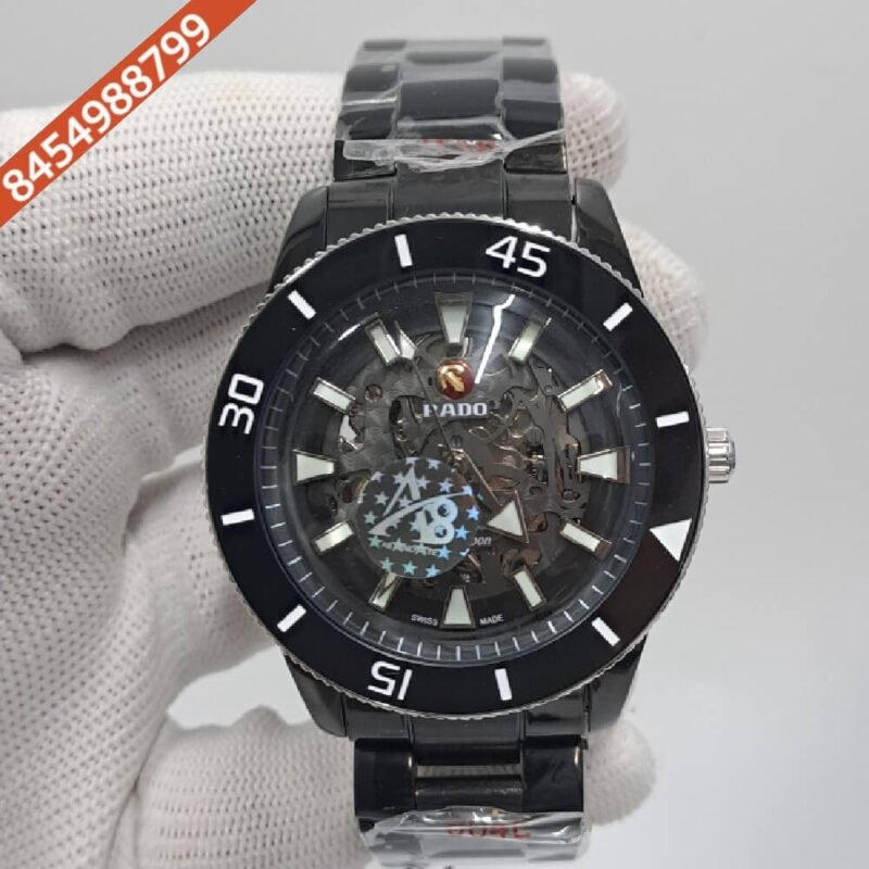 Rado Captain Cook Skeleton Dial Full Black Swiss Automatic Watch