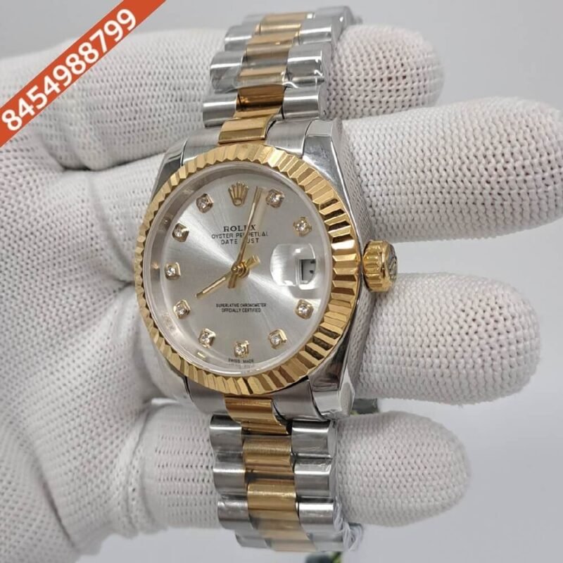Rolex Date Just Diamond Marker White Dial Swiss Automatic Watch - Image 3