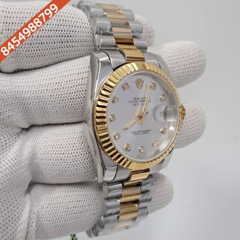 Rolex Date Just Diamond Marker White Dial Swiss Automatic Watch - Image 2
