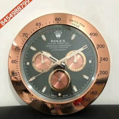 Rolex Daytona Rose Gold Black Dial Wall Clock