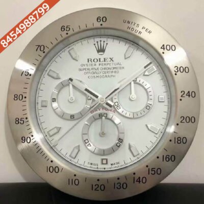 Rolex Daytona Silver White Dial Wall Clock