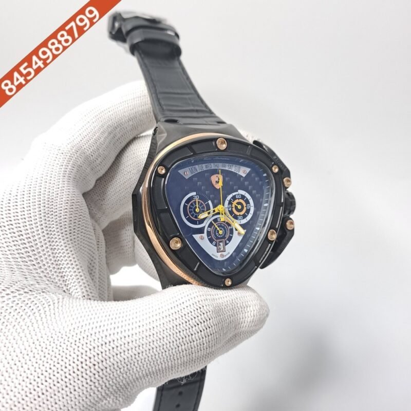 Lamborghini Tonino Spyder Full Black Chronograph Black Leather Strap Swiss Watch - Image 2