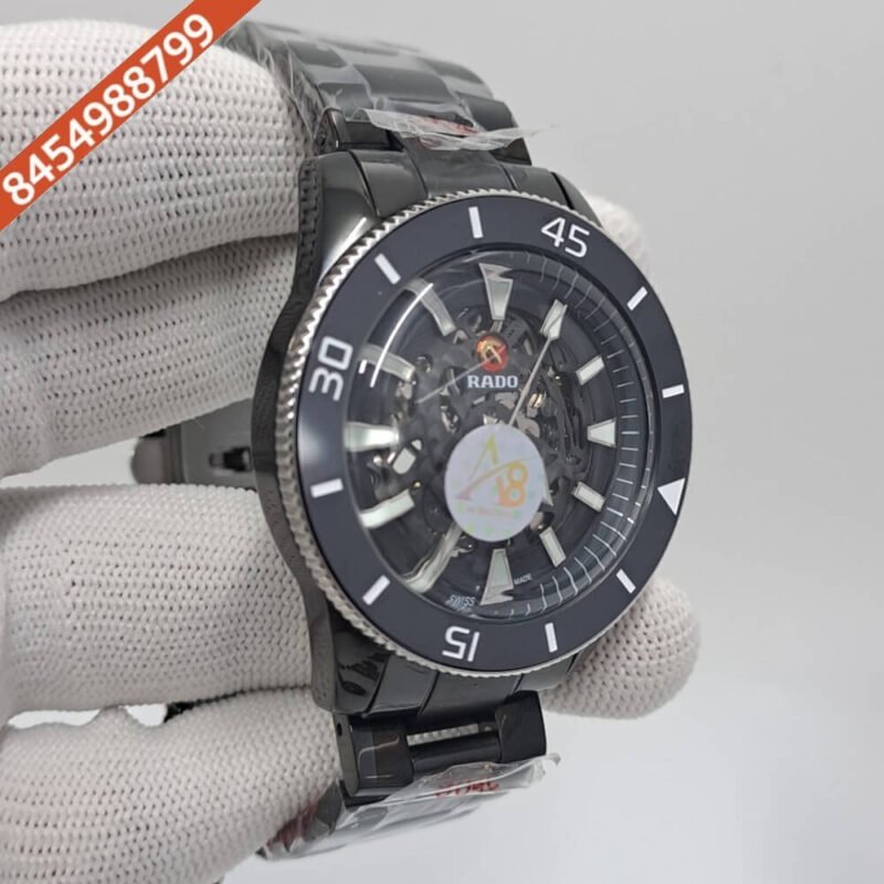 Rado Captain Cook Skeleton Dial Full Black Swiss Automatic Watch - Image 3
