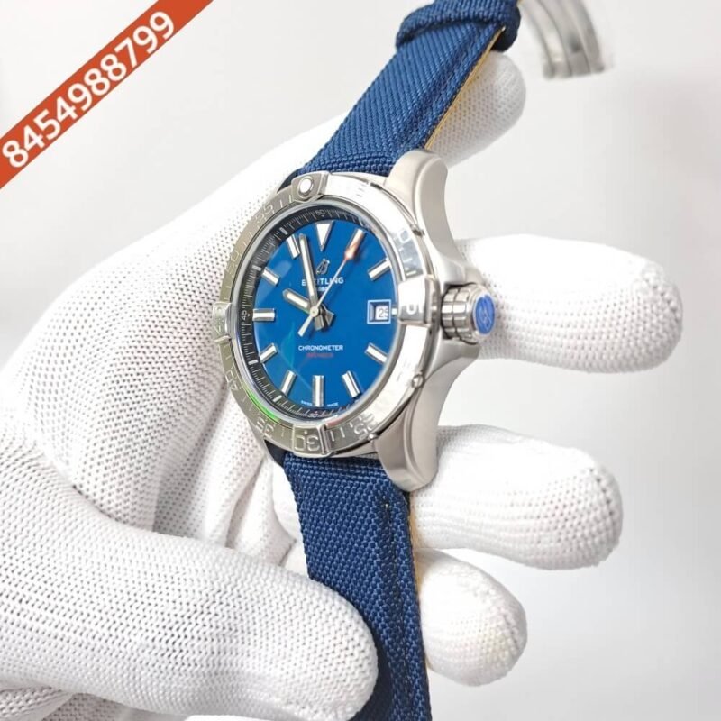Breitling Chronometer Avenger Blue Dial Blue Nylon Strap Automatic Watch - Image 3