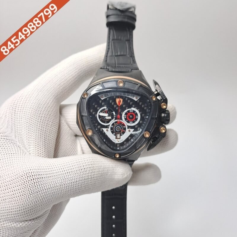 Lamborghini Tonino Spyder Full Black Chronograph Black Leather Strap Swiss Watch