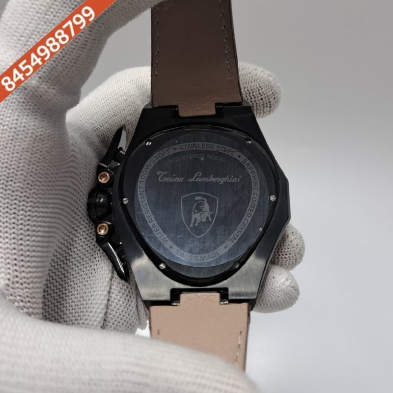 Lamborghini Tonino Spyder Full Black Chronograph Black Leather Strap Swiss Watch - Image 4
