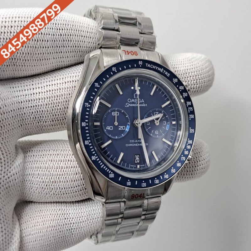 Omega Speedmaster Blue Dial Silver Stainless Steel Strap Swiss Watch - Image 2