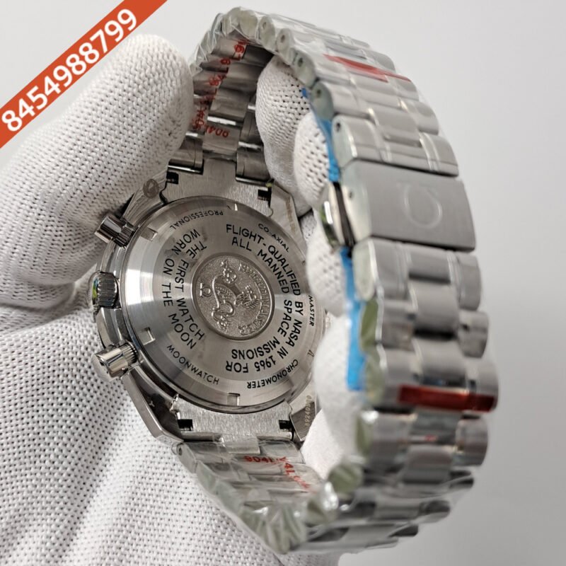 Omega Speedmaster Blue Dial Silver Stainless Steel Strap Swiss Watch - Image 4