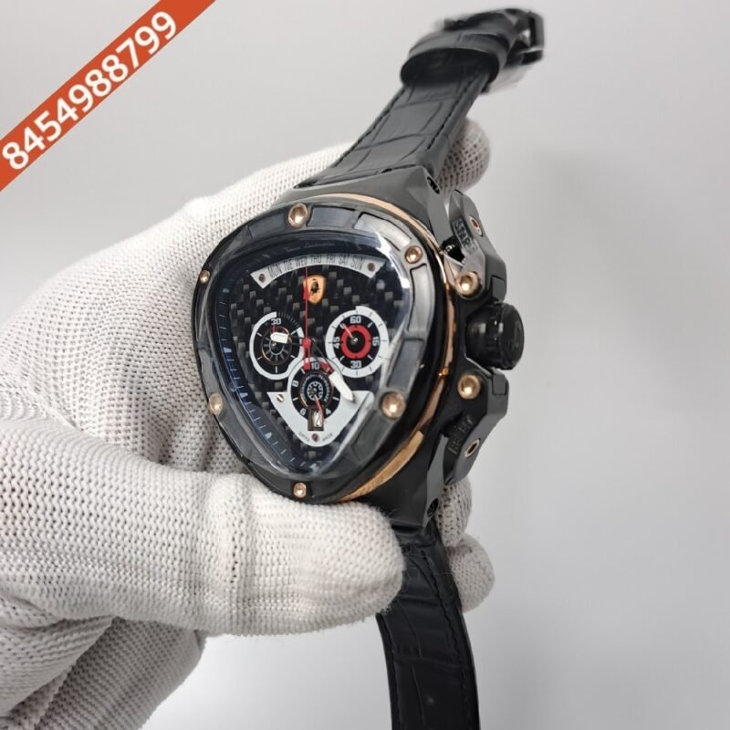 Lamborghini Tonino Spyder Full Black Chronograph Black Leather Strap Swiss Watch - Image 3