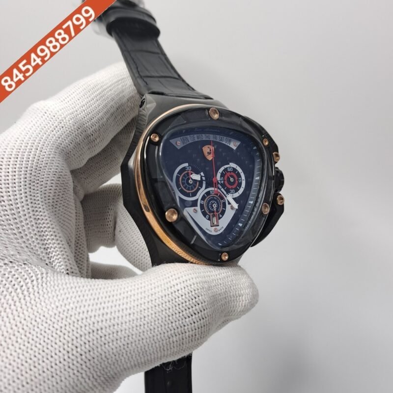 Lamborghini Tonino Spyder Full Black Chronograph Black Leather Strap Swiss Watch - Image 2