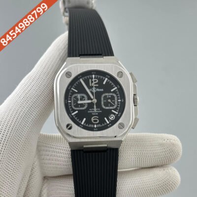 Bell & Ross Urban Chronograph Black Dial Silicone Strap Swiss Watch