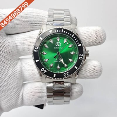 Gucci Dive YA136357 Green Dial Stainless Steel Swiss Watch