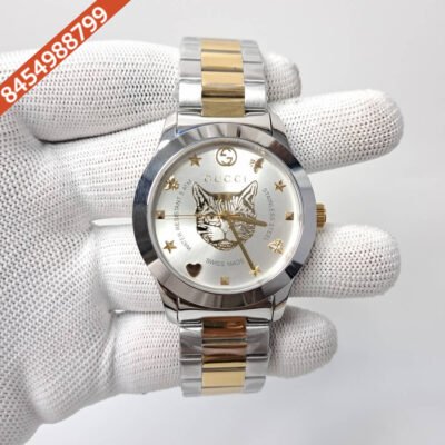 Gucci Timeless Sliver Dial Dual Tone Stainless Steel Swiss Watch
