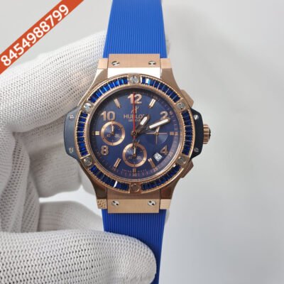 Hublot Big Bang Cappuccino Chronograph Blue  Dial Rubber Strap Swiss Watch