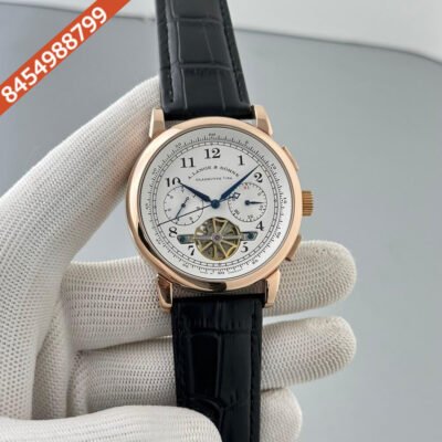 A. Lange & Shone Turbograph Limited Edition Rose Gold White Dial Swiss ETA Automatic Watch
