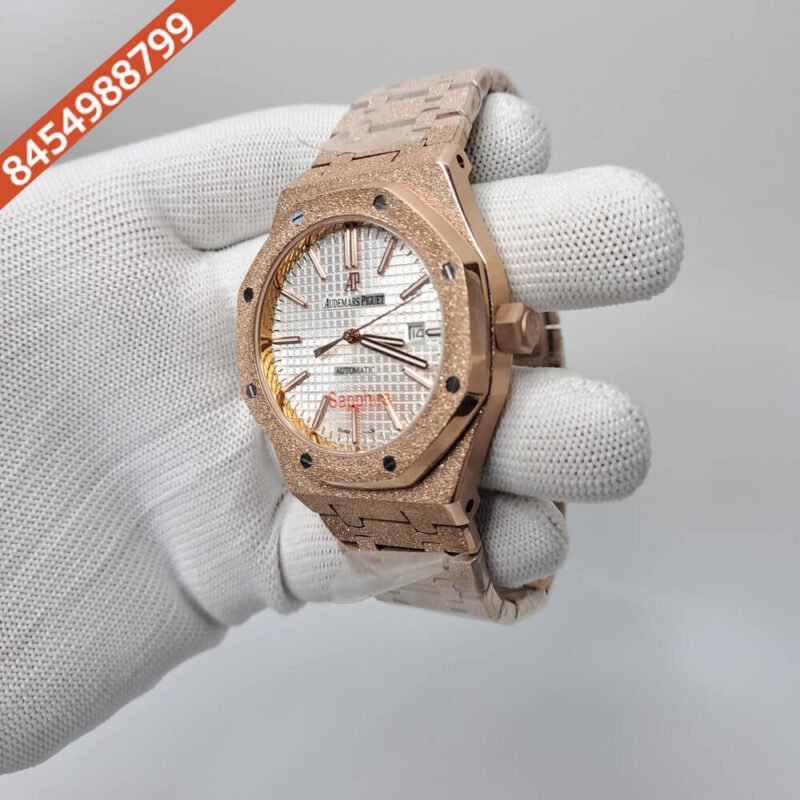 Audemars Piguet Royal Oak Rose Gold White Semi ETA Swiss Automatic Watch - Image 2