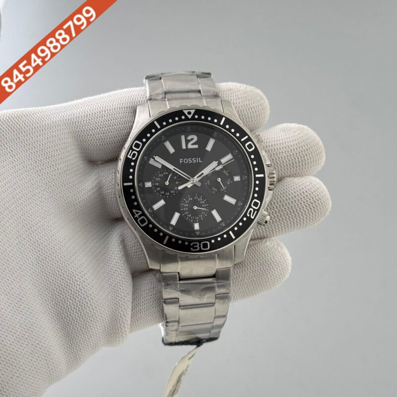 Fossil Bannon Steel Black Dial Swiss Watch